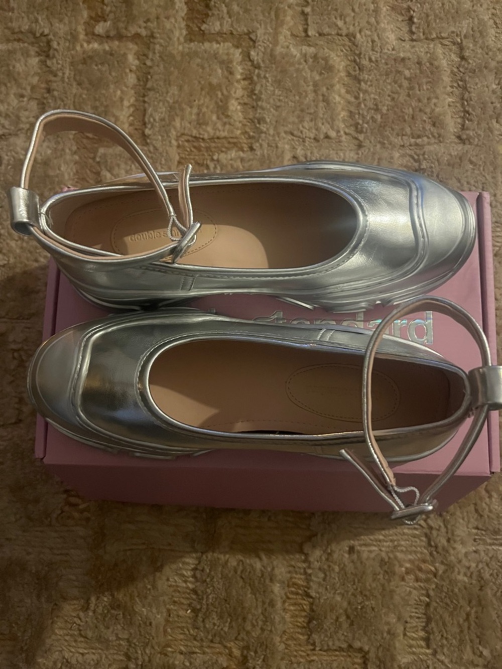 Silver Metallic Mary Jane Platform Shoes - Women's - Picture 3 of 6